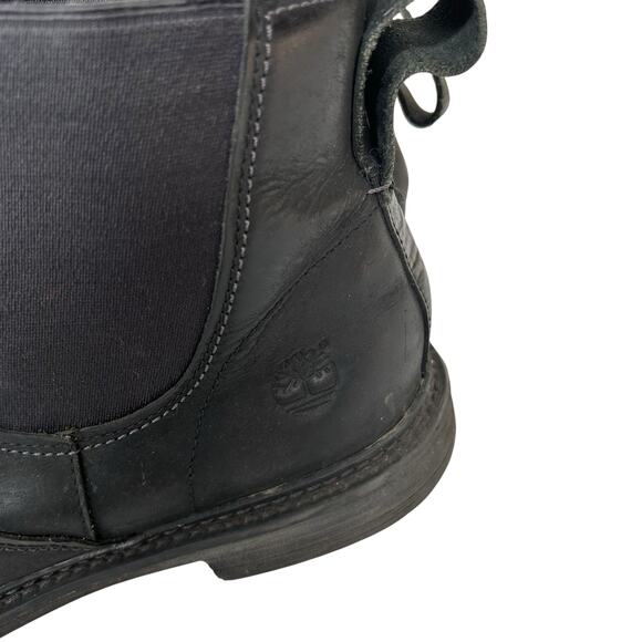 Timberland Black Leather Chelsea Boots Pull Tab Redwood Falls Sz 13 - Picture 5 of 8